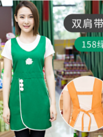 双肩带型工作服女时尚男家用厨房服务员围裙121-158图2