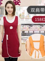 双肩带型工作服女时尚男家用厨房服务员围裙121-158图3