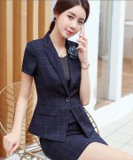 职业装气质女神范夏季西装套装名媛小香风酒店经理工作服高端韩版114-1308套装（外套西裙）