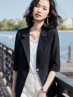 春夏新款时尚气质修身中袖翻领职场休闲西装外套女113-8825图3