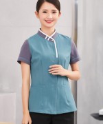 亚麻面料酒店客房宾馆短袖保洁服工作服上衣