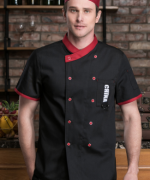 酒店餐饮厨后厨CHINA织带短袖厨师服上衣LYDS-8867-8868图1