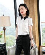 女士休闲潮流气质优雅通勤职业装短袖衬衫HN-933