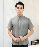 棉麻小凤尾半袖保洁服上衣45-8839-8852保洁