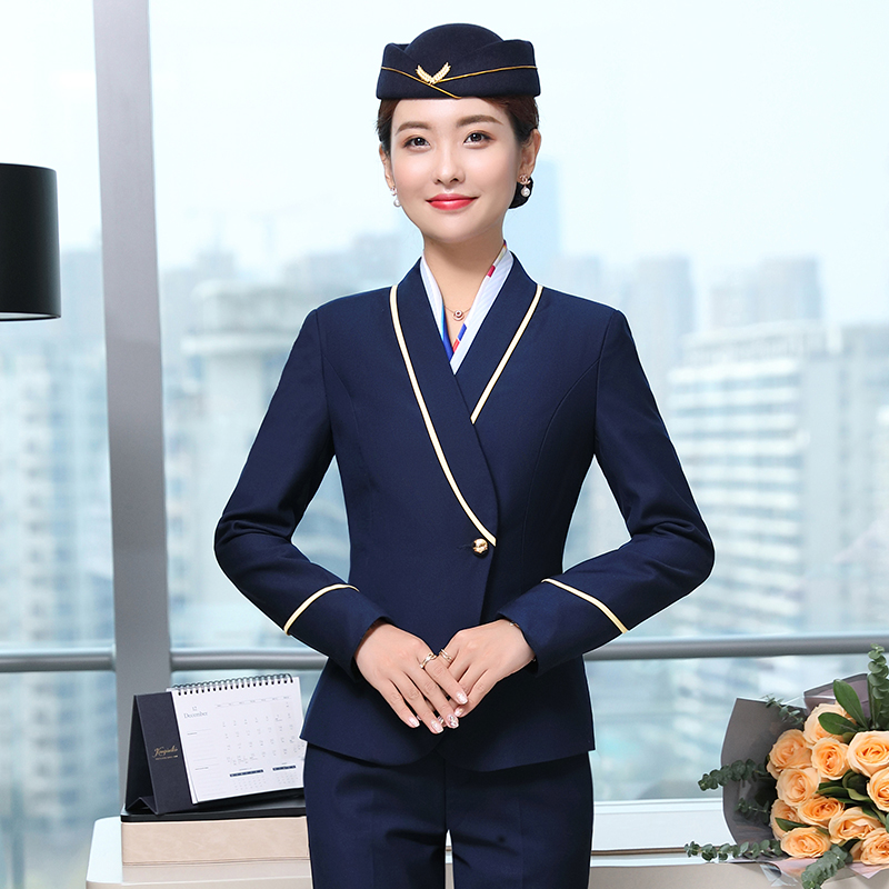 职业一扣金边V领长袖西装外套女款DL1-8917外套图3