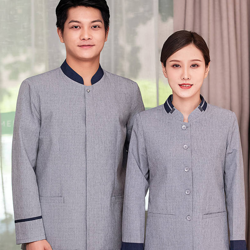 领花酒店长袖保洁工作服H10-22006女款