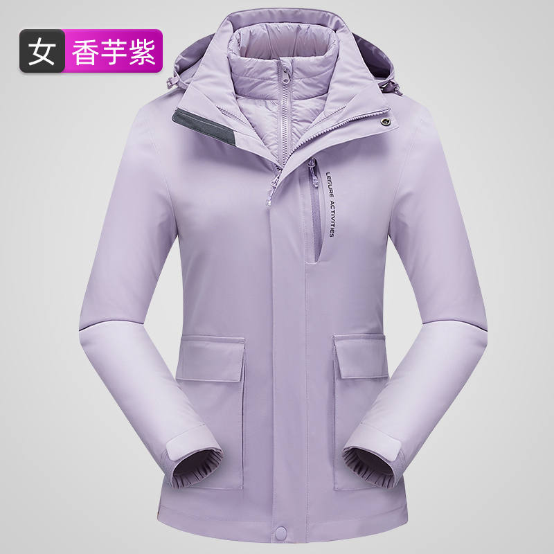 户外旅游三合一可拆卸羽绒内胆冲锋衣女款KT2-110817图2