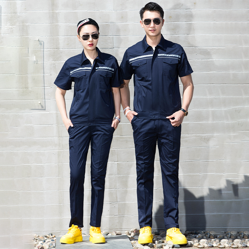 涤棉细斜纹纯色双反短袖工装劳保服套装B01-751-755套装图6