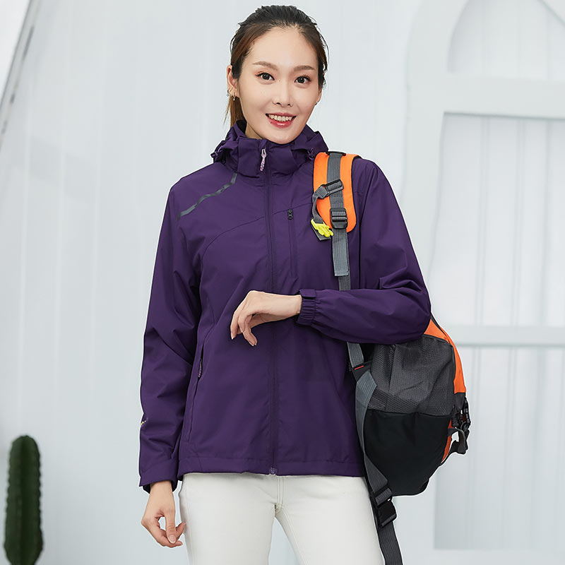 户外登山单层冲锋衣可拆卸帽外套女款KM-1898Q图3