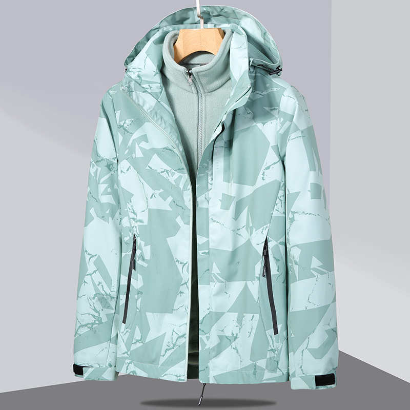 防水御寒登山两件套三合一迷彩冲锋衣女款KX-6200女款图7