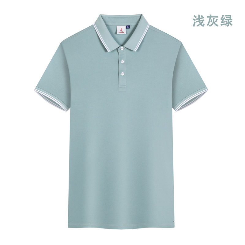 200克蚕丝珍珠棉白色双条纹短袖POLO衫GJ22-V6图4