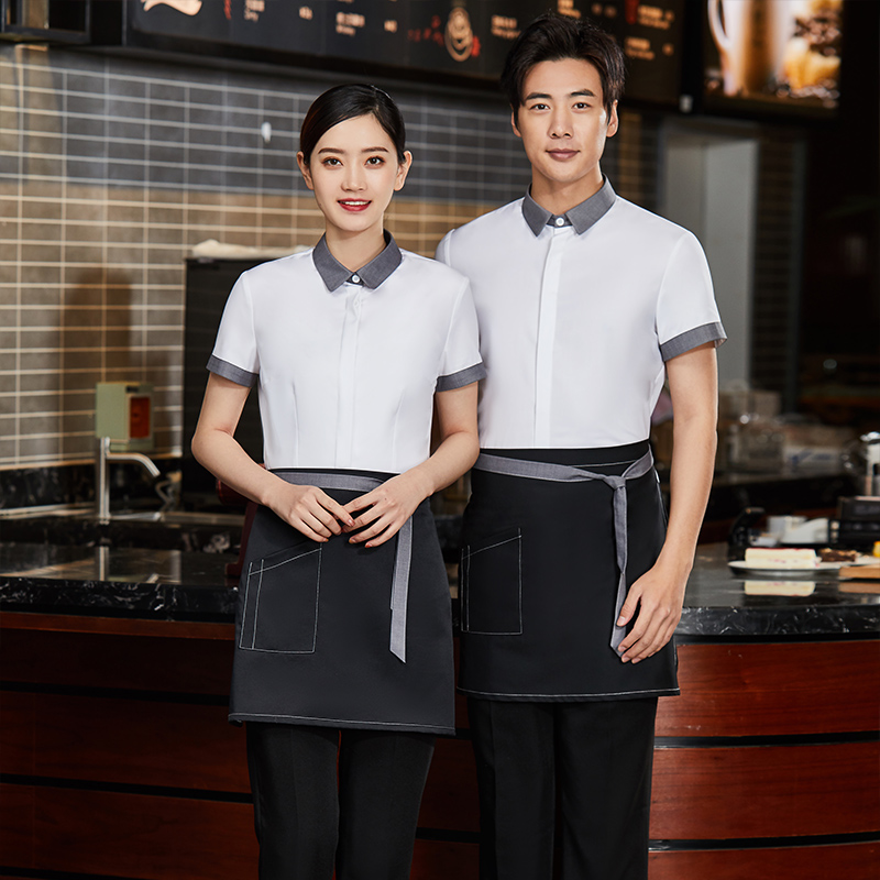 哔叽翻领短袖服务员工作服上衣男款H01-L020男图2