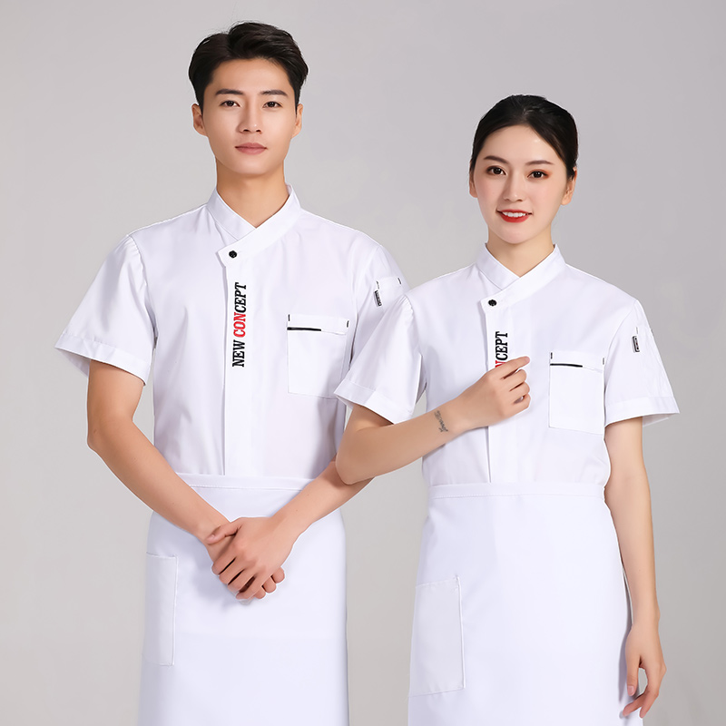 涤棉绣字母厨师服短袖上衣H01-2020-34图5