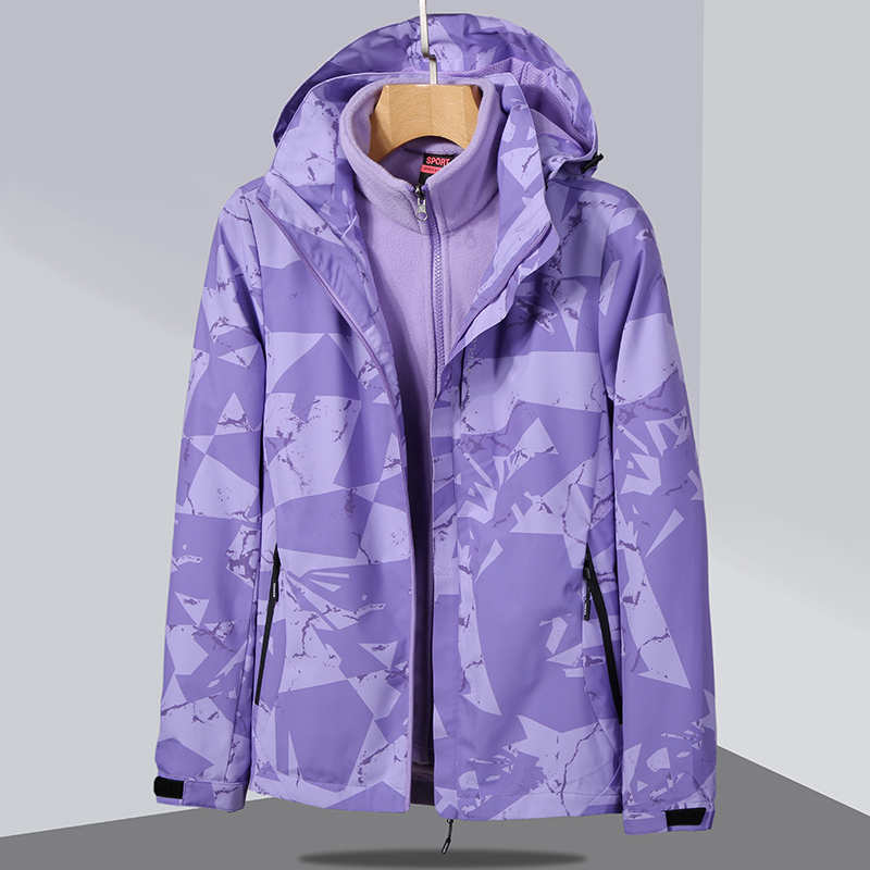 防水御寒登山两件套三合一迷彩冲锋衣女款KX-6200女款图6