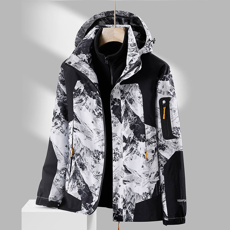 户外登山服防水防风可拆卸加绒摇粒绒内胆三合一冲锋衣女款KM-552图10