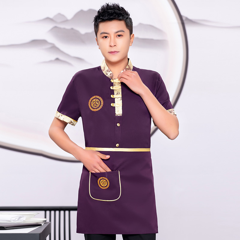竹叶弯襟酒店服务员衬衣+围裙H19-L022图5
