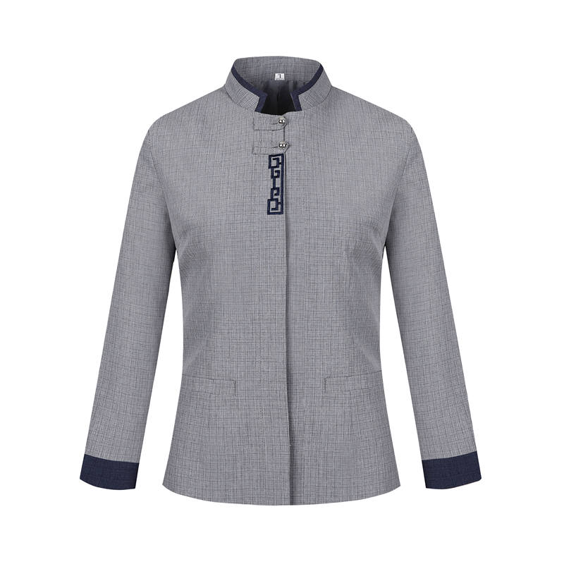 新宫格酒店长袖保洁工作服H10-22005女款