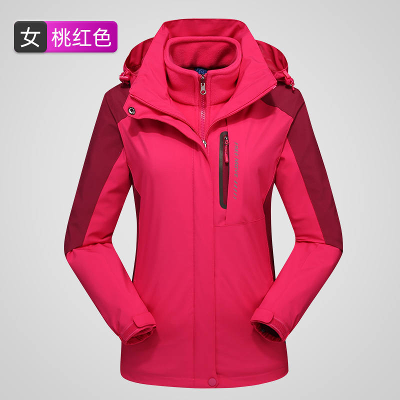 户外防风登山服三合一可拆卸保暖加绒冲锋衣女款KT2-M802图3