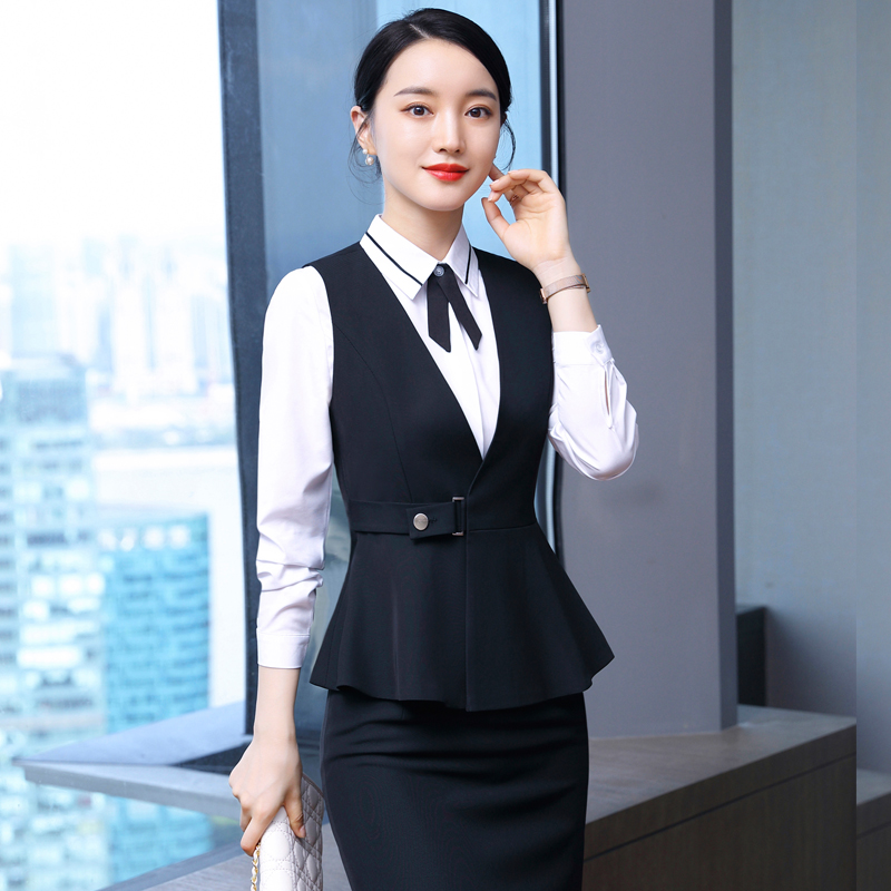 气质职场荷叶边衣摆职业装女款马甲DL1-A80马甲女图2