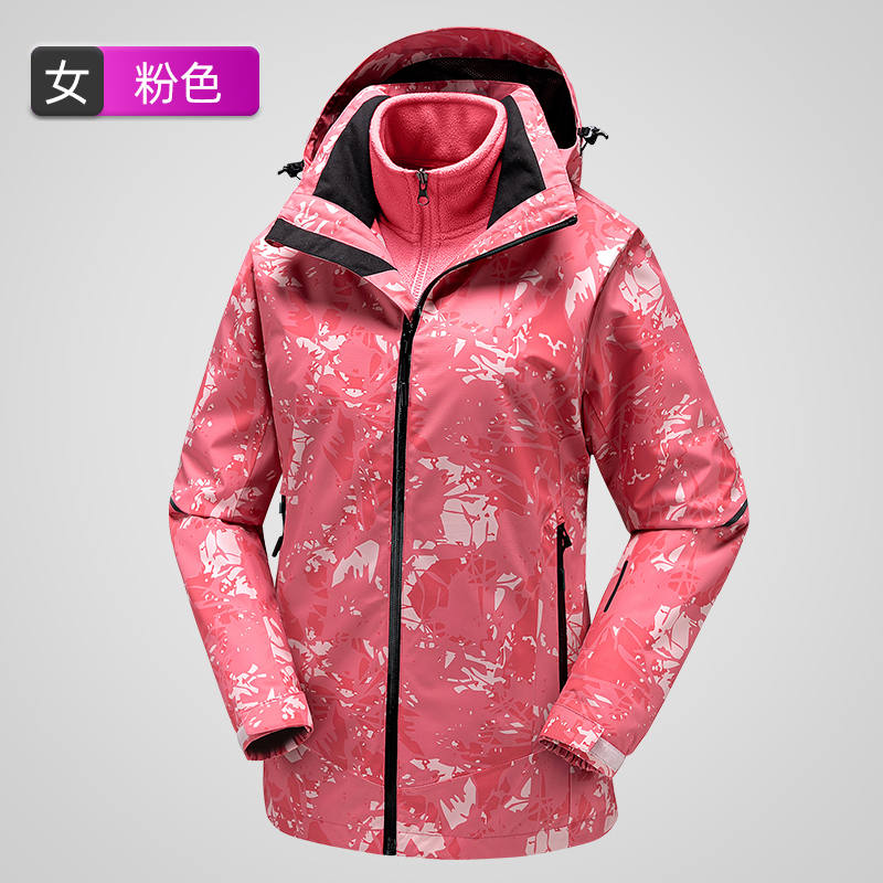 户外旅游登山三合一摇粒绒内胆迷彩冲锋衣女款KT2-110840图3