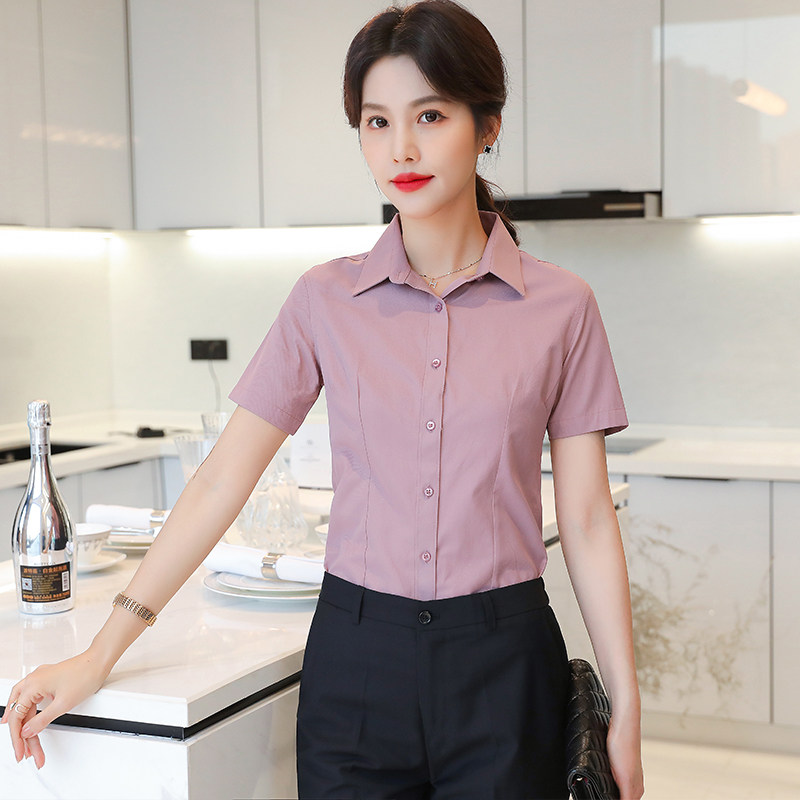粗纹职业女士短袖衬衫111-981短袖衬衫女图2