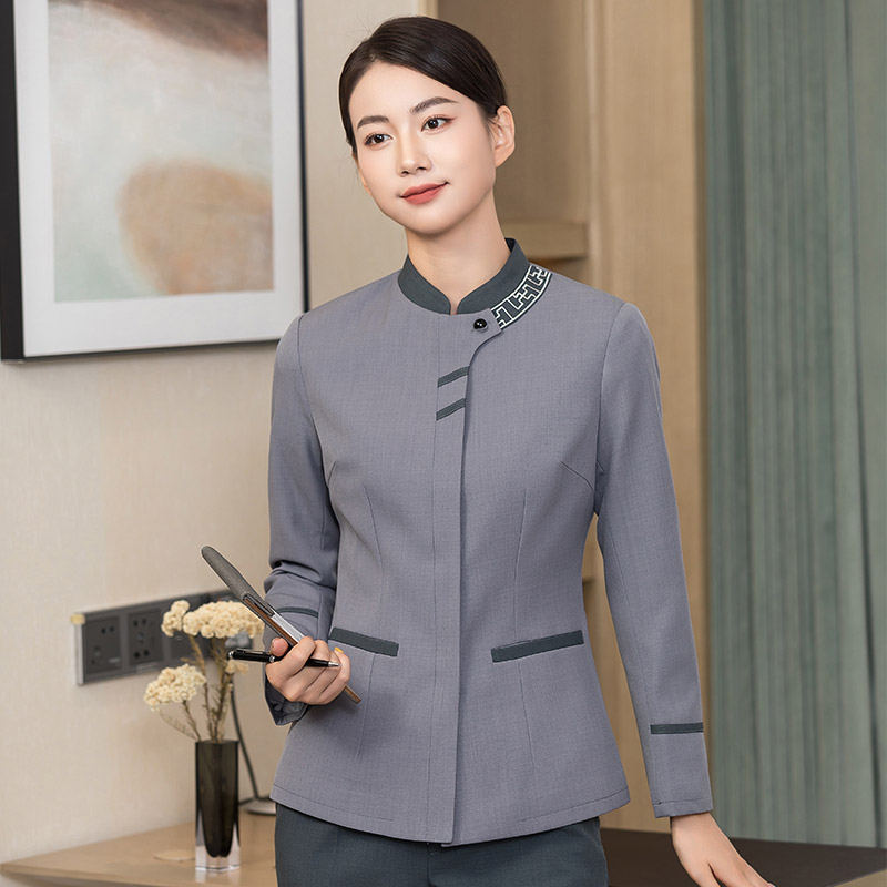 领子绣花设计酒店宾馆客房秋冬保洁服H01-2022-50女款图2