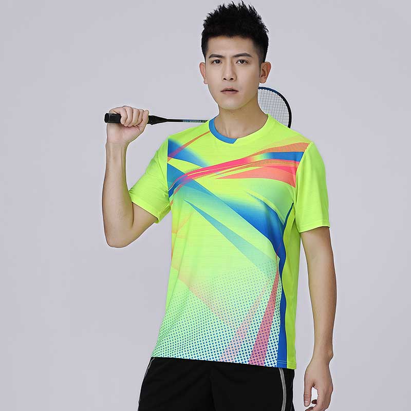 氨纶涤氨天星网布撞色羽毛球服120-1834男款上衣图2