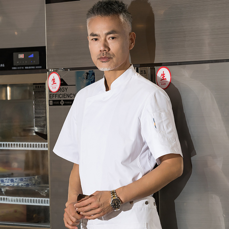 超柔暗门襟短袖酒店厨师服上衣H01-22011图2