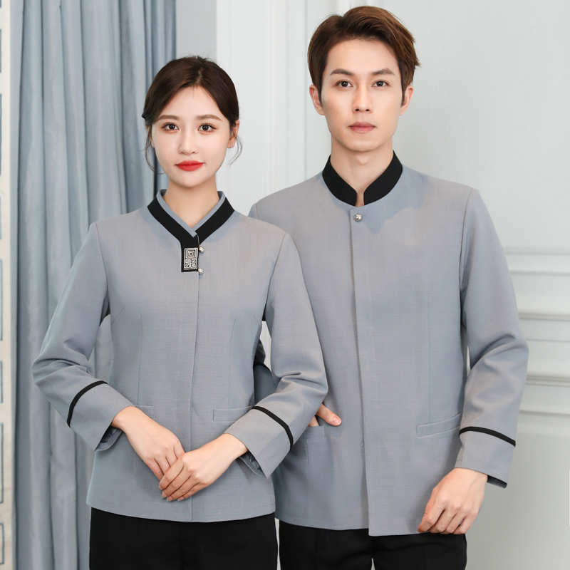 绣方格长袖酒店保洁工作服女款H31-BJ11女款图3