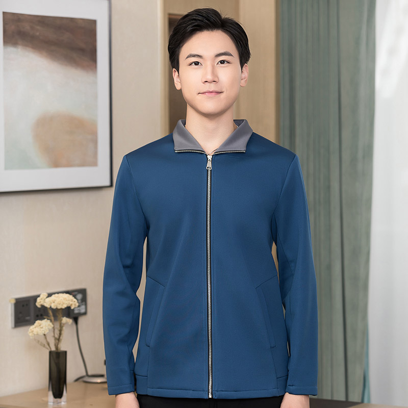 翻领卫衣酒店宾馆客房秋冬保洁服H01-2022-48男款图2