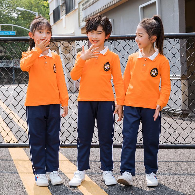 珠地POLO翻领长袖中小学生校服童款455-9275上衣