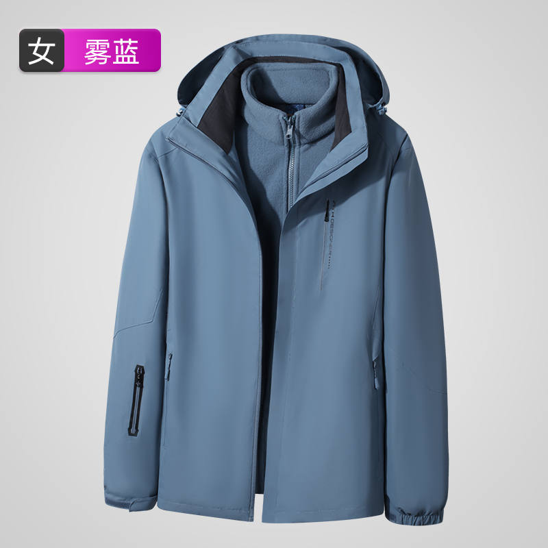 情侣登山服三合一可拆卸抓绒内胆保暖冲锋衣女款KT2-M806图2