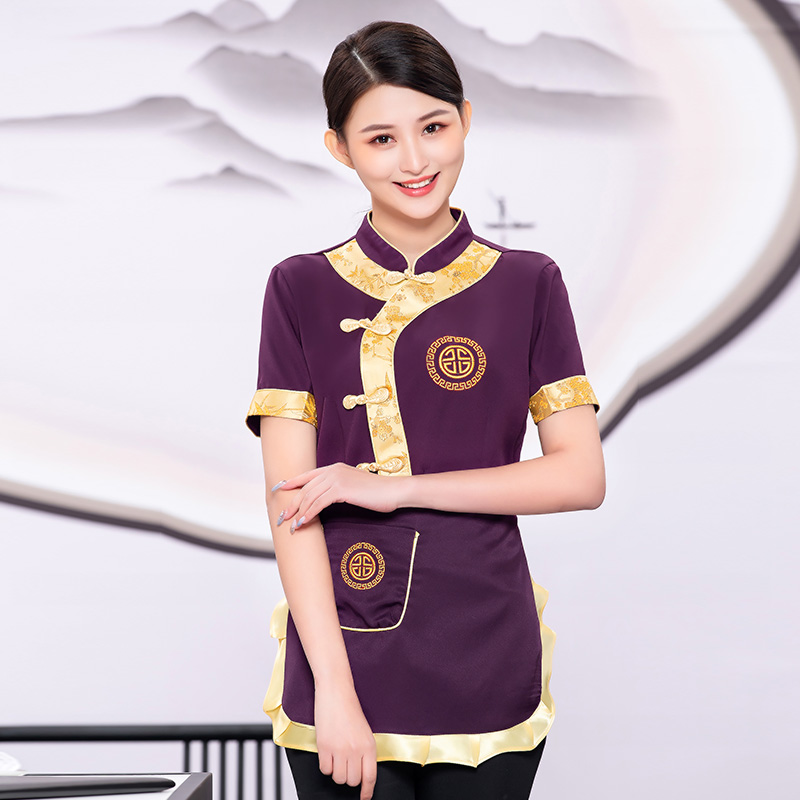 竹叶弯襟酒店服务员衬衣+围裙H19-L022图6