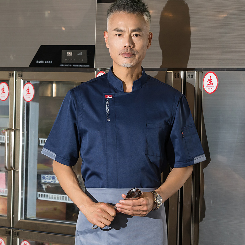 大C暗门襟短袖酒店厨师服上衣H01-2022-21图2