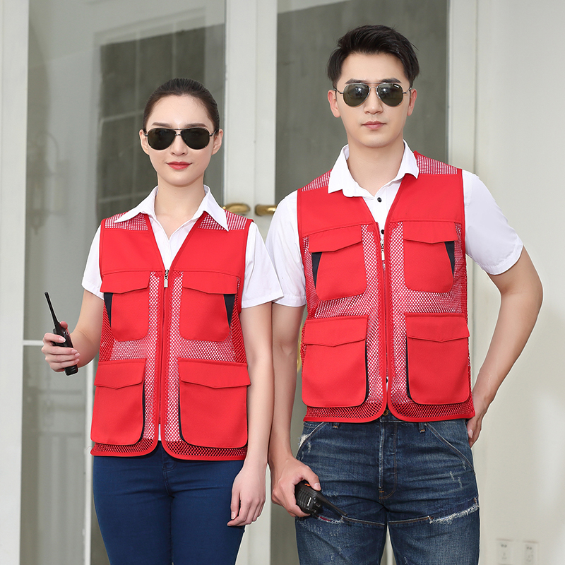 涤纶镂空透气多口袋拉链工装马甲H06-GYJ9009图5