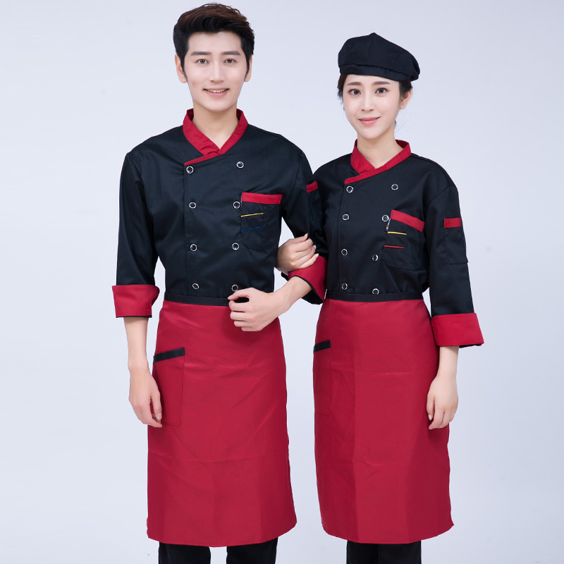 涤丝斜领长袖厨师服上衣H03-C0202052图2