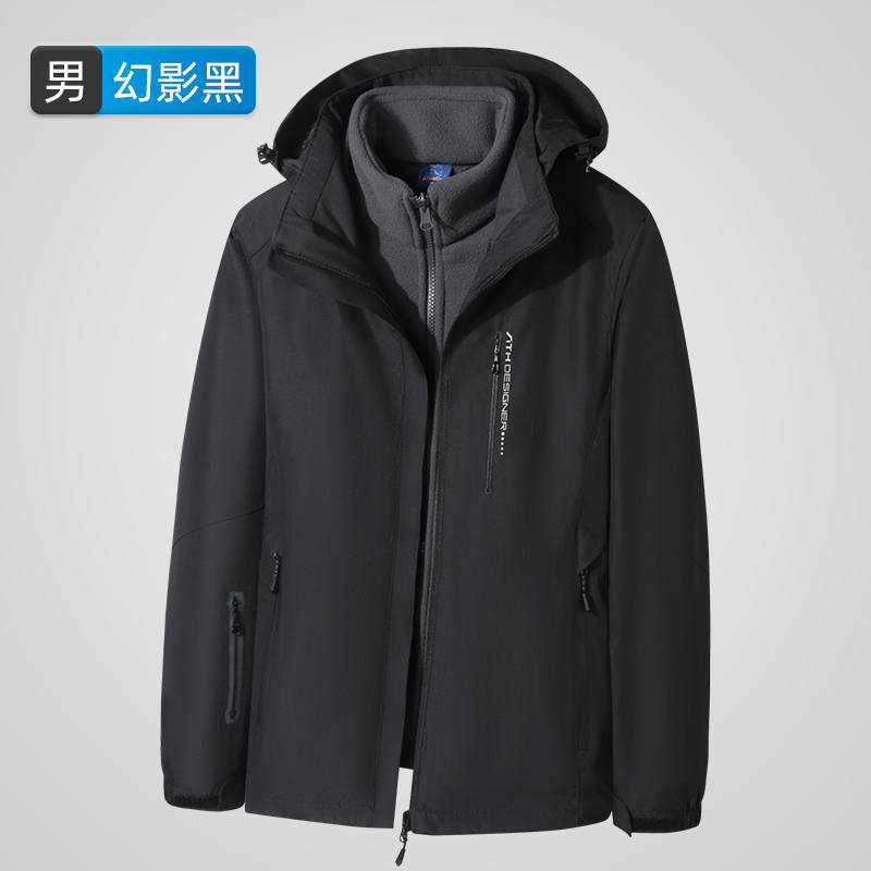 情侣登山服三合一可拆卸抓绒内胆保暖冲锋衣男款KT2-M805图3