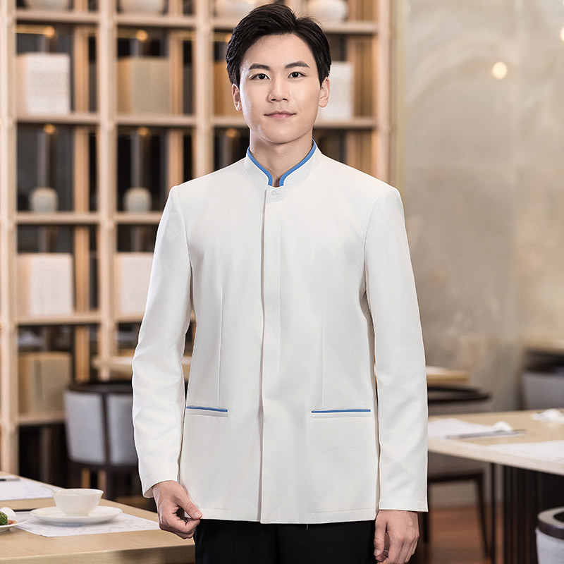 中式布扣餐饮服务员工作服H01-2022-33男款图2