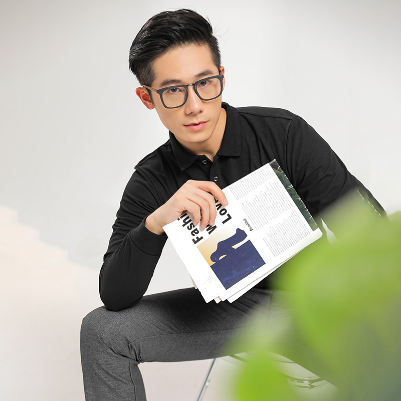 翻领纯色商务长袖POLO衫通款SNS-21220图10