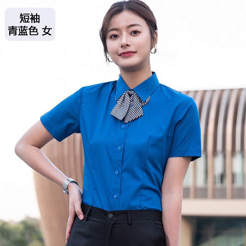 商务竹纤维平纹弹力短袖衬衫男女款81-698短袖衬衫图15