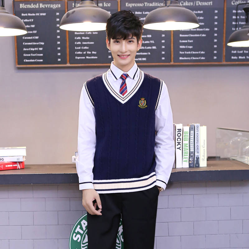 秋季学院英伦风中学学生长袖校服班服三件套H23-002图2
