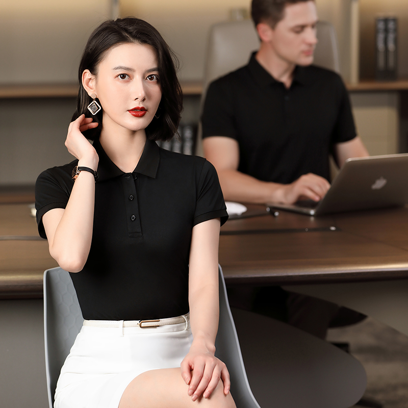 40支蚕丝棉纯色翻领短袖POLO衫通款GJ15-6602图2