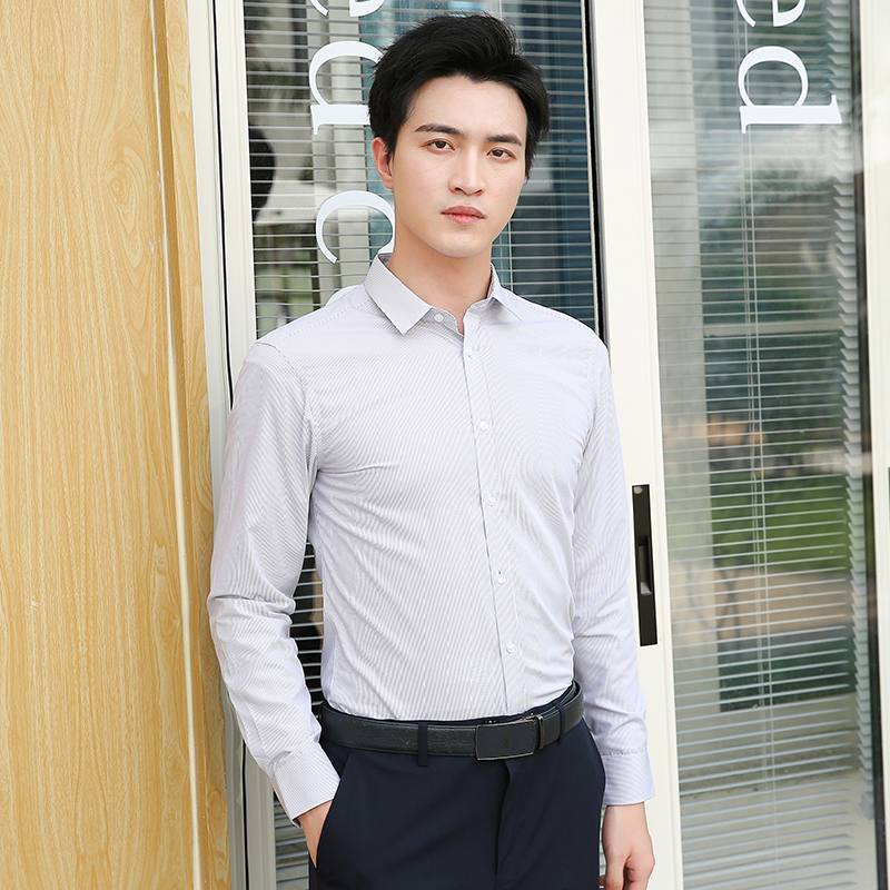 白底条纹职业男士长袖衬111-982男长袖衬衫图2