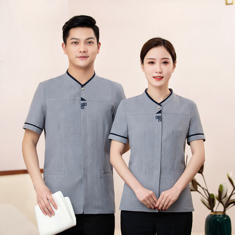 绣三角短袖保洁服上衣男款H10-2101男图2