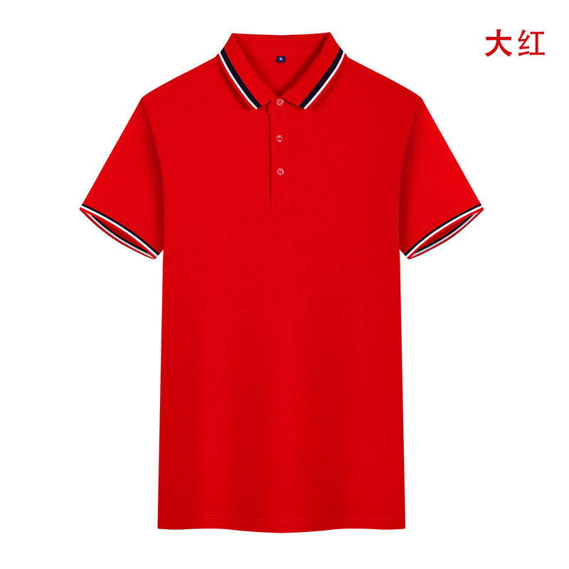 215克六角珠蜂窝棉红白杠短袖POLO衫GJ22-W3图4