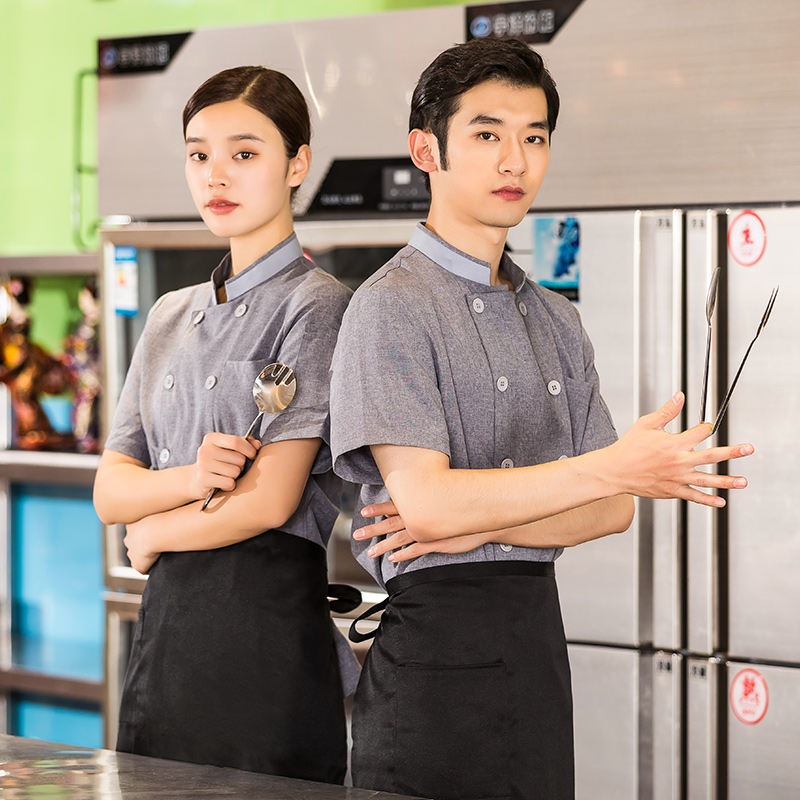 针织面料短袖酒店厨师服上衣H01-2022-19图3