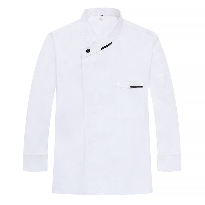 磨毛耐穿抗油污长袖厨师服上衣H05-法式领图2