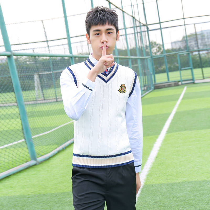 秋季学院英伦风中学学生长袖校服班服三件套H23-002图4