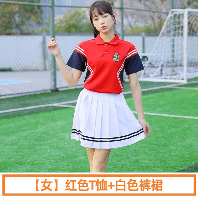 学院风中学生初中生运动会春夏季短袖班服校服两件套女款H23-201图2
