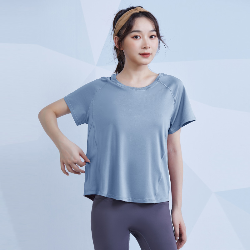 圆领宽松拼纱短袖瑜伽训练服女款G07-FBF2220401图5